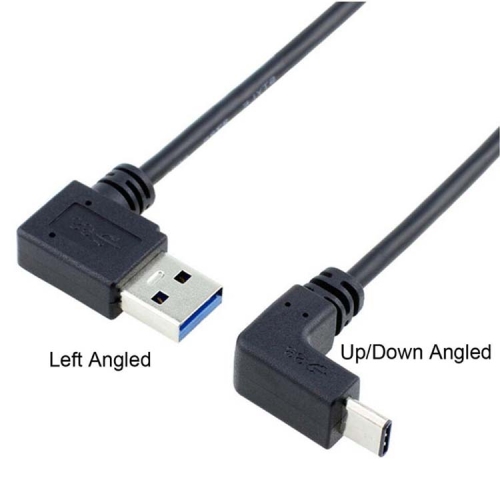 Angled USB3.0 A type to C type male to male cable