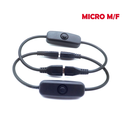 Micro usb male to female extension cable with on/off switch