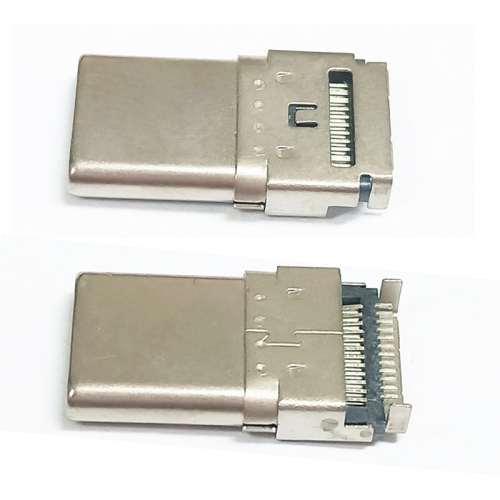 TYPE-C 24p双排沉板式公头双外壳 全功能/USB3.1公头贴片式焊板式